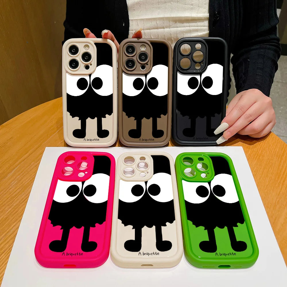 Schwarze Briketts Handyhülle für iPhone 14 16 11 12 13 15 Pro Max 14 Plus 15Pro 7 8 SE2020 XR XS Hüllen Flüssigsilikon Rückseite