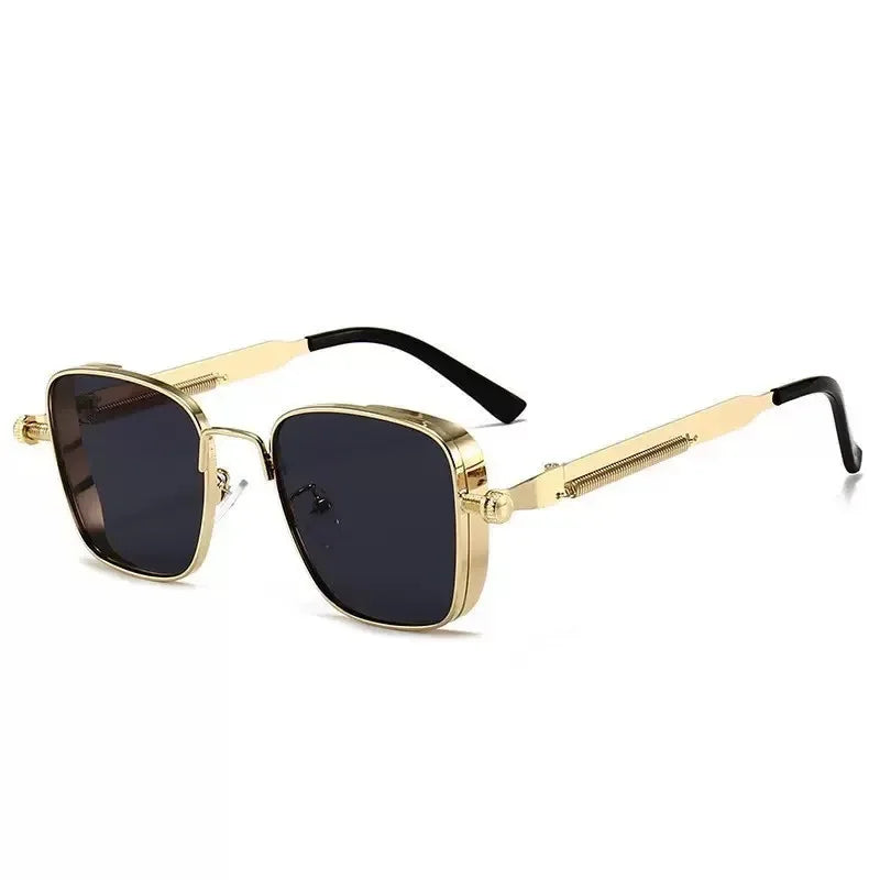 Männer Fahren Sonnenbrille Vintage Steampunk Quadratische Sonnenbrille Brillen Metallrahmen mit Federscharnieren Frauen Okular Trendige Brille