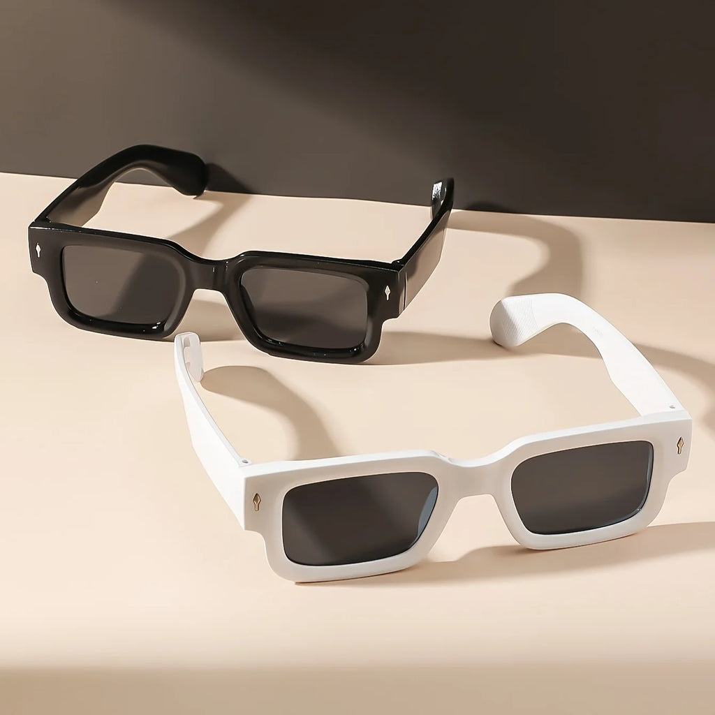 1PC Unisex Retro Quadratische Sonnenbrille Klassischer UV-Schutz Kunststoffrahmen für Outdoor-Reisen Fahren