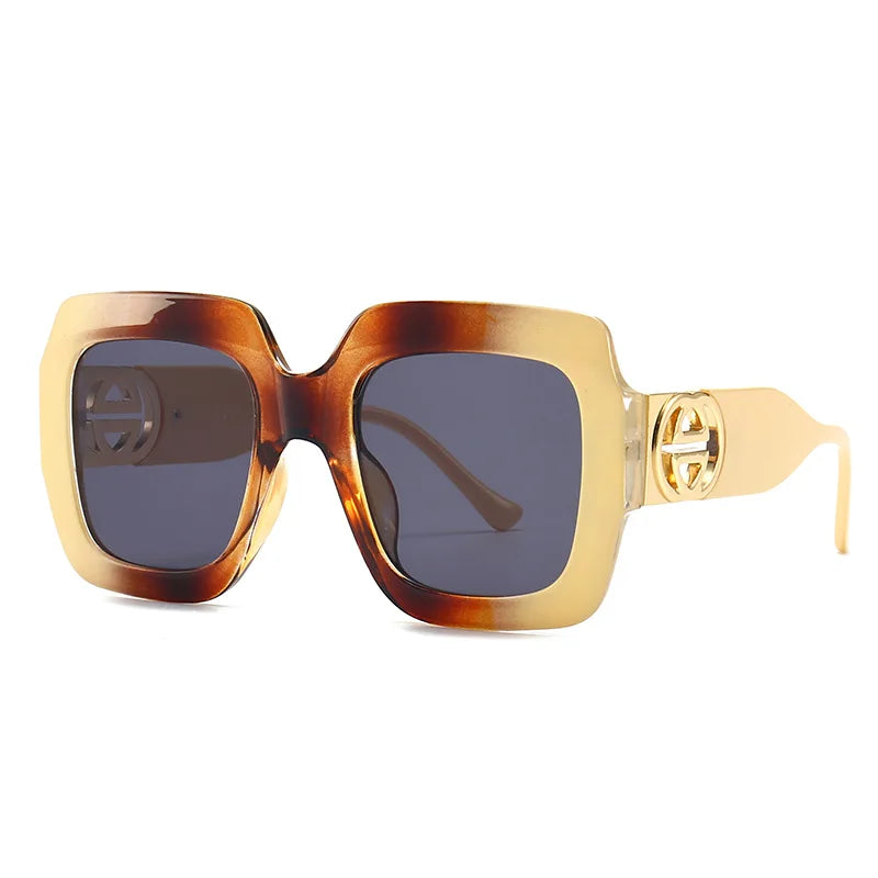 2024 Retro übergroße quadratische Sonnenbrille Frauen Luxusmarke Big Frame Sonnenbrille für Männer Vintage Punk Shades UV400 Tendy Brillen