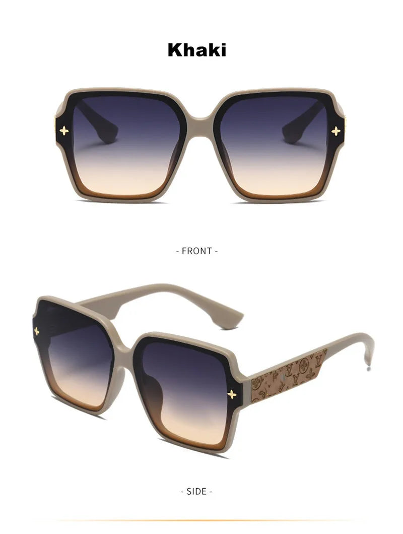 Modische Sonnenbrille mit quadratischem Rahmen für Damen, luxuriöser UV-Schutz, großer Rahmen, All-Match DS-8052-1