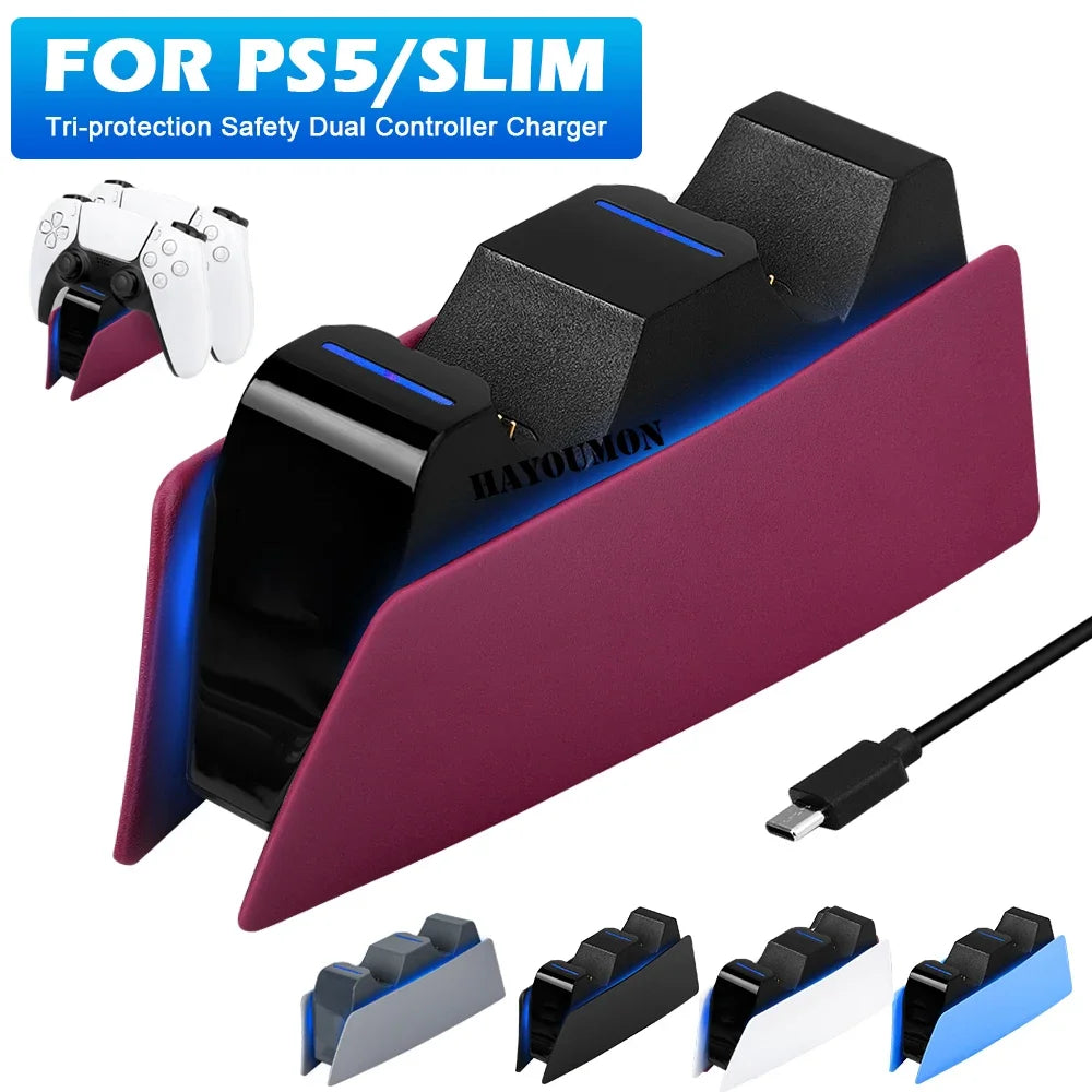 5 FARBEN für PS5-Controller, Ladestation, Dual-Schnellladestation für PS5, Typ C und PS5-Edge-Game-Controller mit LED-Anzeige