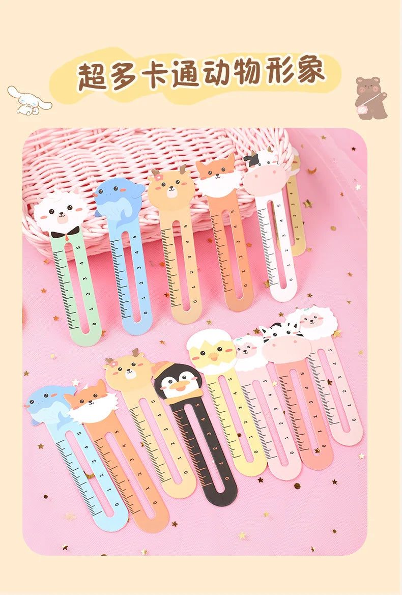 50 Stück Cartoon niedliches Tier Papier Lesezeichen Karte Anzug Mini Lineal Lesezeichen Marker Clip Student kreatives Briefpapier Geschenk Awards