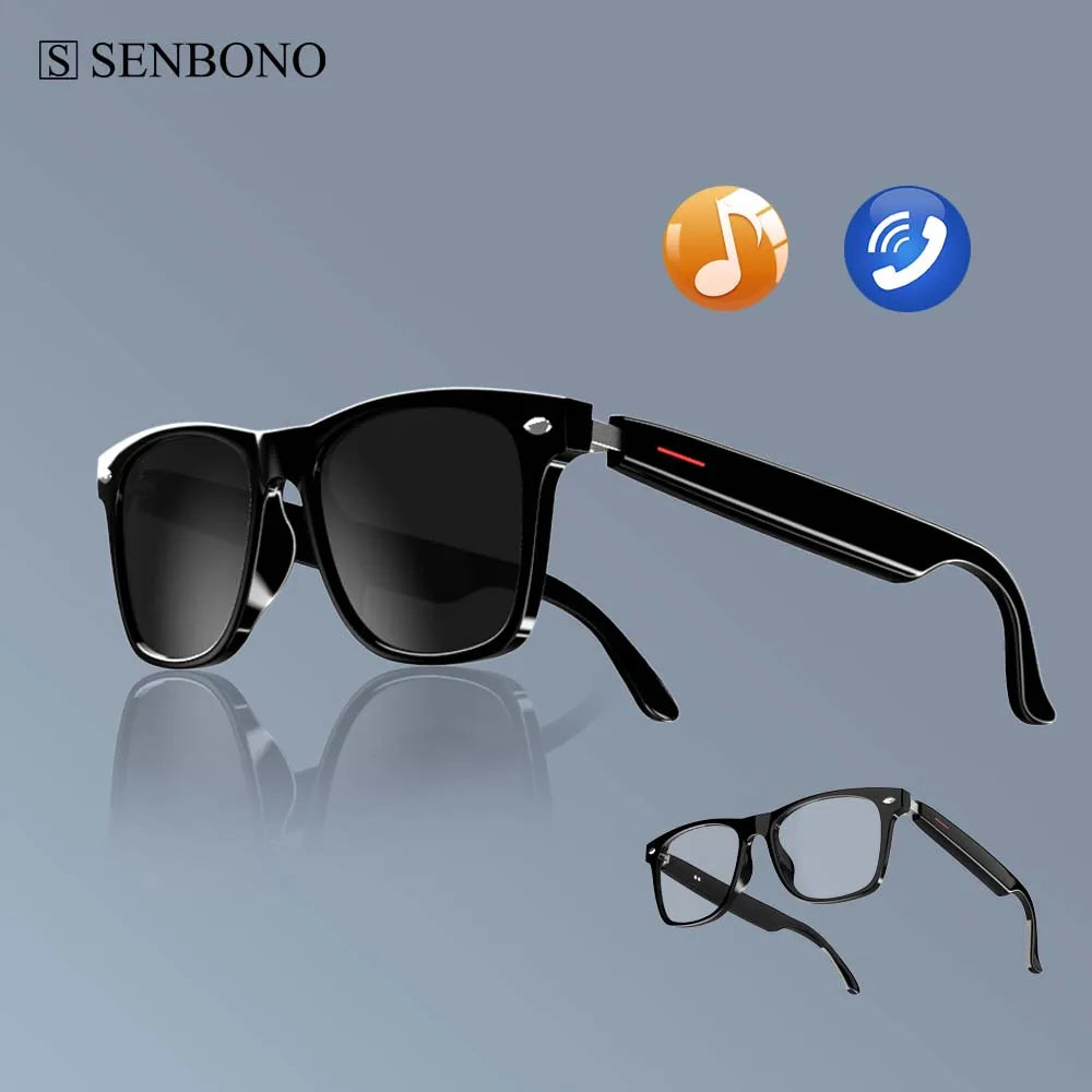 SENBONO E13 Intelligente Brille: Blaulichtfilterung, polarisierte Sonnenbrillengläser, Audio, integriertes Mikrofon, Lautsprecher, Touch- und Sprachassistent