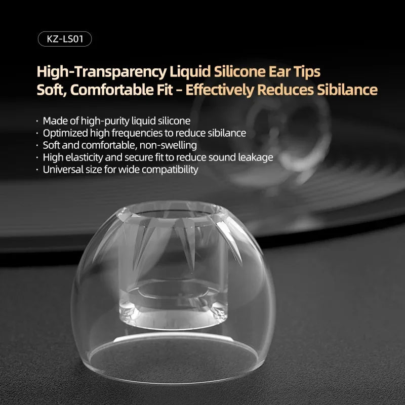 KZ LS01 Hochtransparente Flüssigsilikon-Ohrstöpsel für die meisten kabelgebundenen HiFi-Kopfhörer KZ mit S/M/L-Größe. Bequeme Universal-Ohrstöpsel