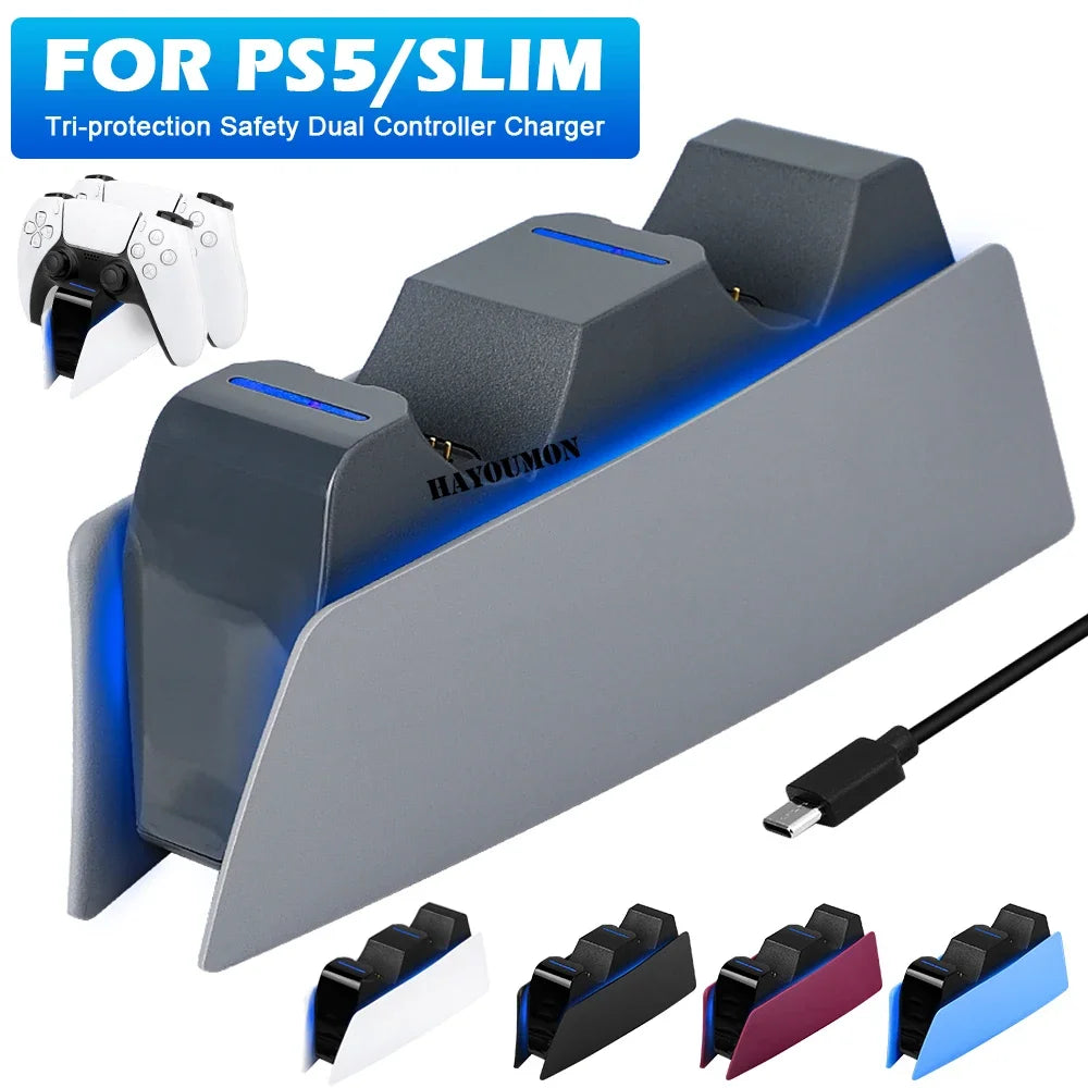 5 FARBEN für PS5-Controller, Ladestation, Dual-Schnellladestation für PS5, Typ C und PS5-Edge-Game-Controller mit LED-Anzeige