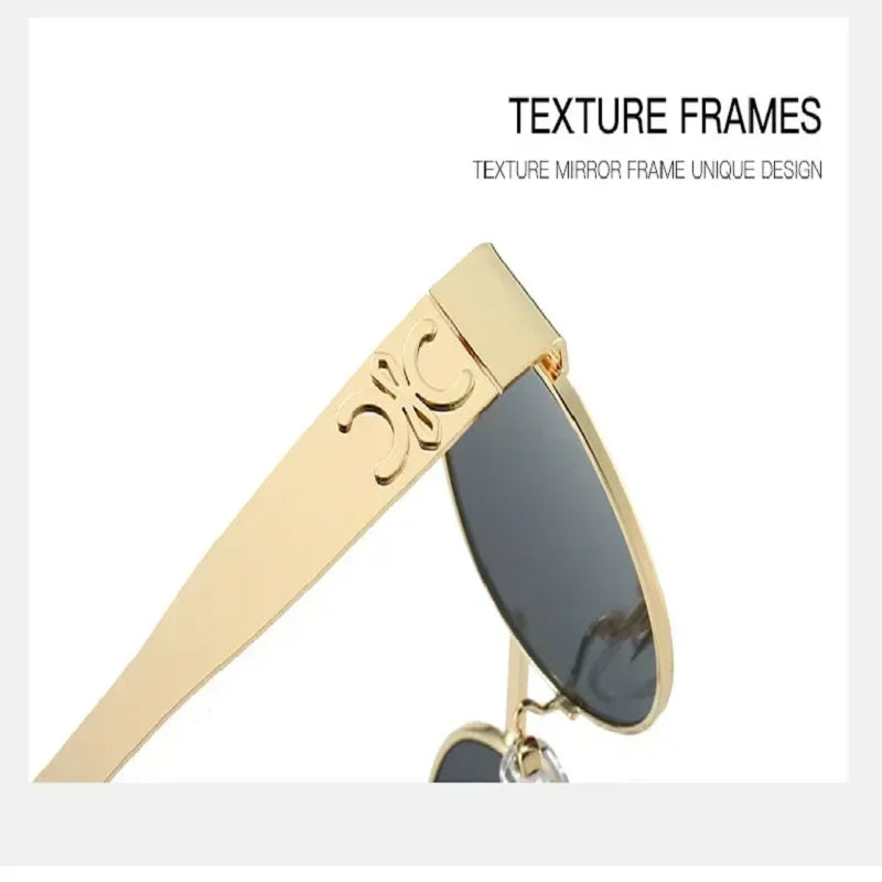 Luxuriöse Marken-Sonnenbrille aus Metall für Damen und Herren, Unisex, Designer-Mode-Sonnenbrille, oval, Unisex, stilvolle Brillenschirme, UV400