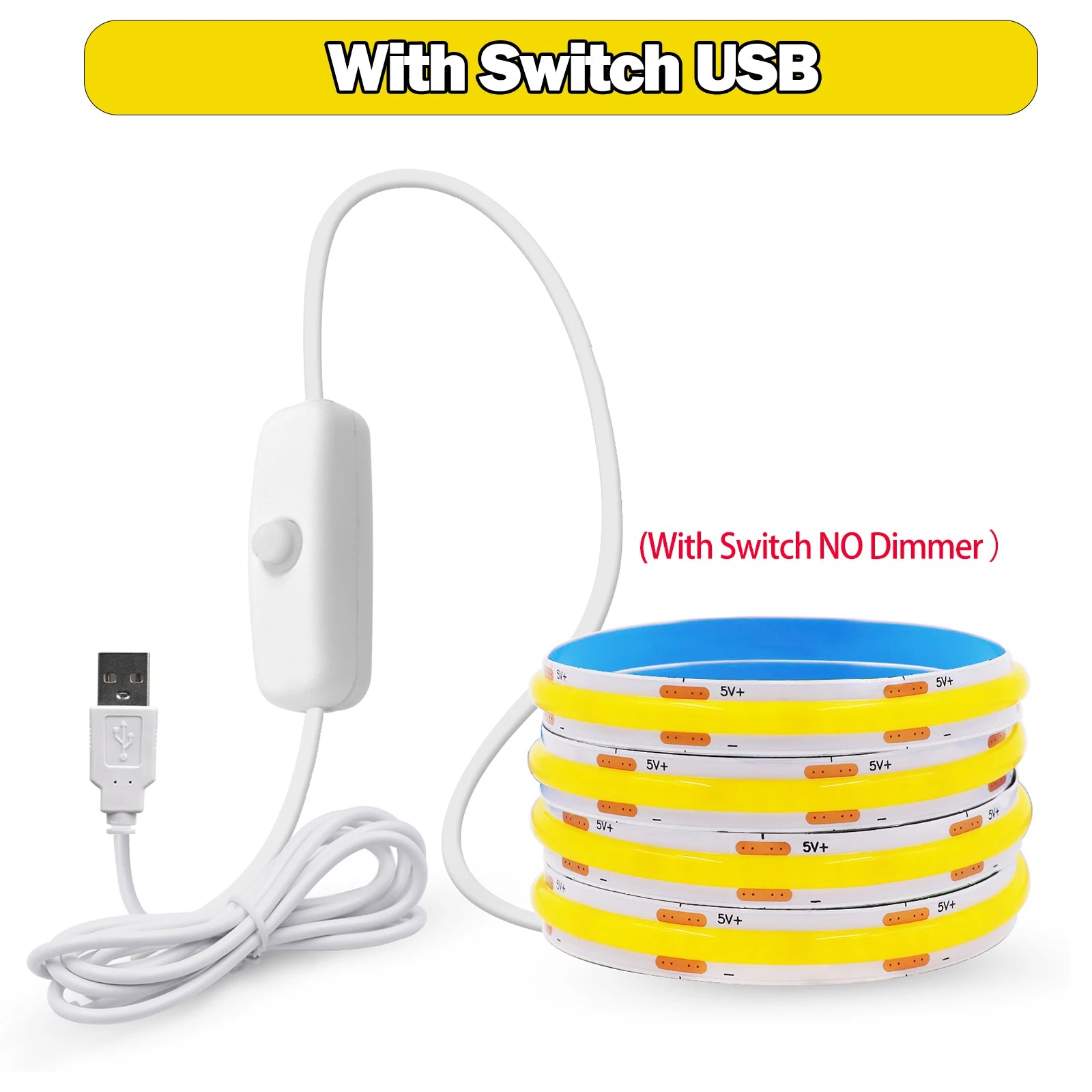 Neue 5V LED COB Licht Streifen Dimmbar Mit Touch Sensor/EIN OFF Schalter USB Flexible LED Band Weihnachten TV Hintergrundbeleuchtung Klebeband