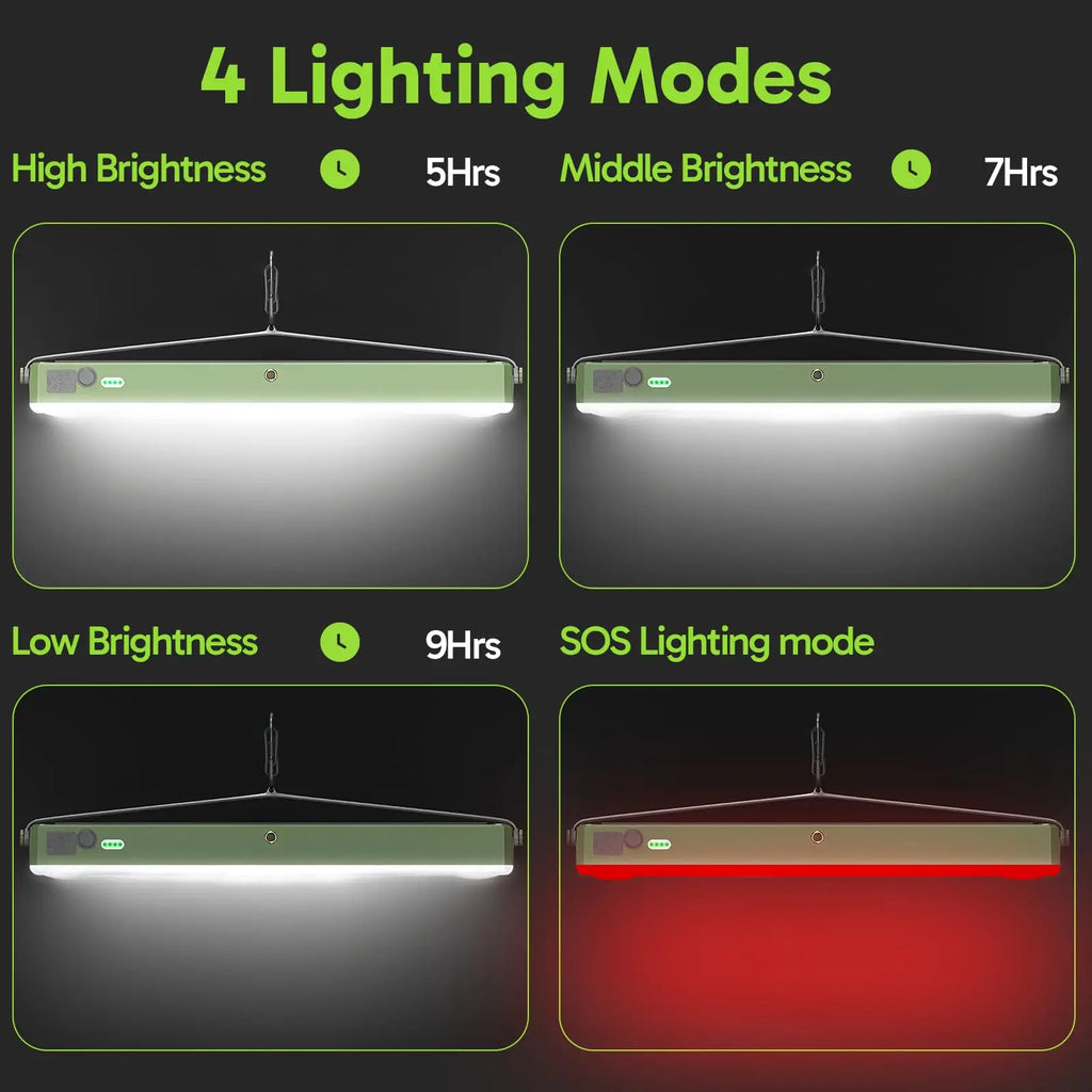 Solar-Campinglaterne – 5400 mAh Powerbank, 2500 lm, IPX5 wasserdicht, 4 Modi und magnetischer Haken – tragbare Camping-Lichtleiste für Zelt