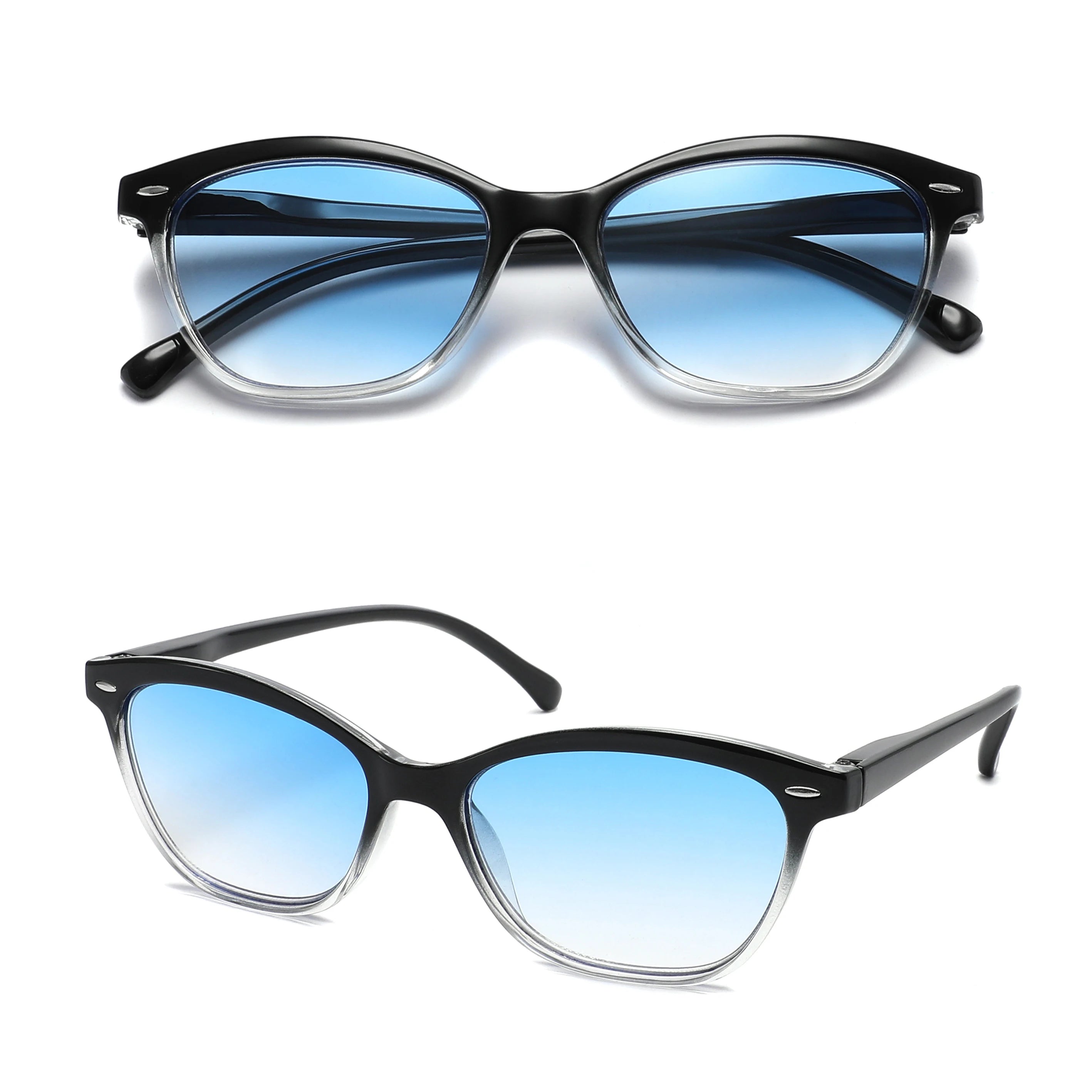 Lesesonnenbrille für Damen und Herren, quadratisch, klassischer Rahmen für den Außenbereich, Sonnenbrille, Lesebrille mit Dioptrien-Federscharnier