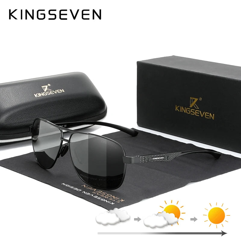 KINGSEVEN Polarisierte Aluminium Sonnenbrille Männer UV400 HD Objektiv Pilot Augenschutz Photochrome Gläser Frauen Nachtsicht Brillen