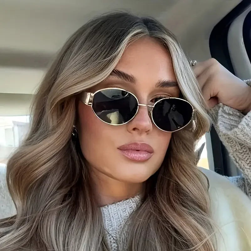Retro Steampunk Sonnenschutz Sonnenbrille Vintage Neue Damen Metall Oval Sonnenbrille Damen Klassische UV400 Sonnenschutz Brillen