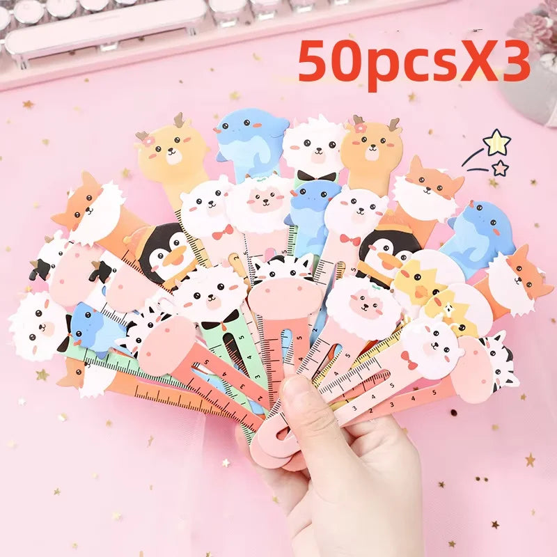 50 Stück Cartoon niedliches Tier Papier Lesezeichen Karte Anzug Mini Lineal Lesezeichen Marker Clip Student kreatives Briefpapier Geschenk Awards