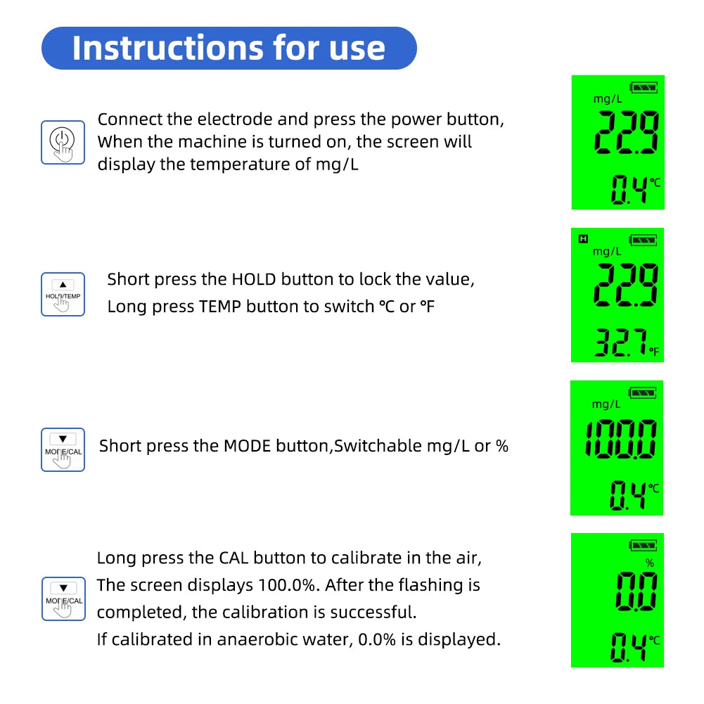 Bluetooth Digital Messgerät für gelösten Sauerstoff Profession eller Analysator für gelösten Sauerstoff Sauerstoff konzentration tester 0,0-40,0 mg/l