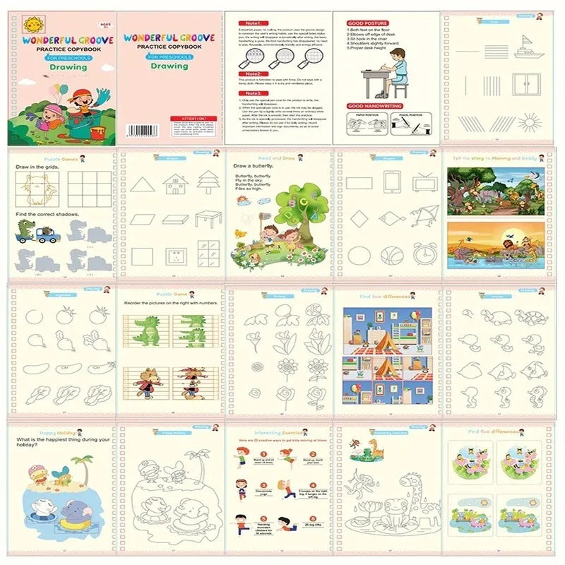 4 bücher Stift Magie Kopie Buch Kostenloser Abwischen Kinder Kinder Schreiben Aufkleber Praxis Englisch Copybook Für Kalligraphie Montessori Geschenk