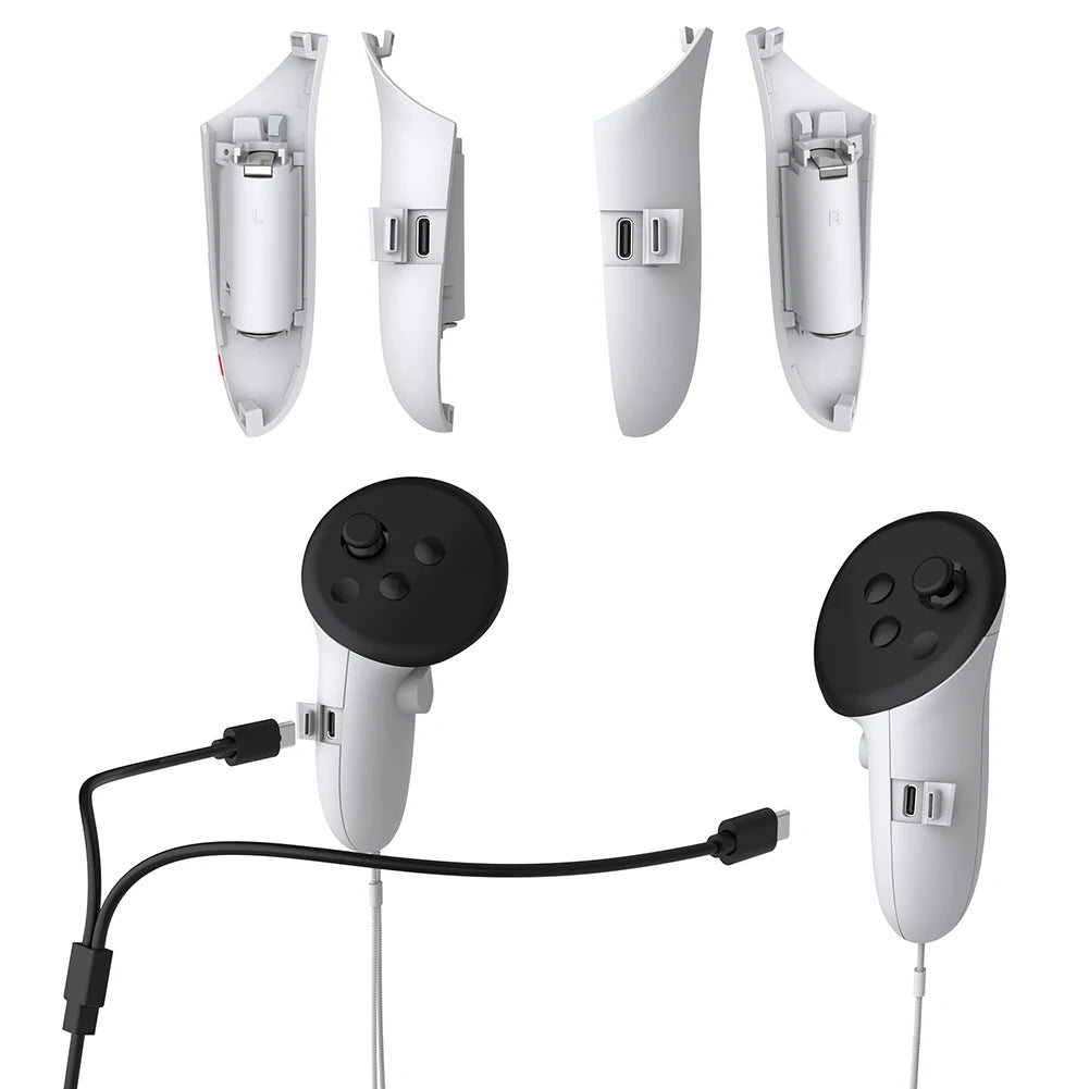 VR-Controller-Akku für Meta Quest 3S/Quest 3, wiederaufladbare Batterieabdeckung, rechts und links, Ladegriffe, Abdeckung, Zubehör