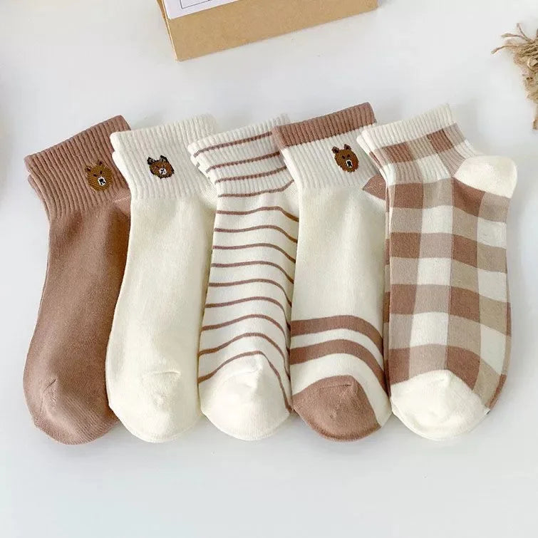 10 Paar Damen-Socken mit Cartoon-Muster, trendige und modische, vielseitige Socken, leichte, atmungsaktive, bequeme Freizeitsocken