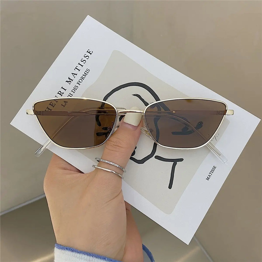 Sonnenbrille für Damen, klassisch, modisch, übergroß, antireflexig, Vintage, quadratisch, Metall-Sonnenbrille, Fahrbrille, UV400, О