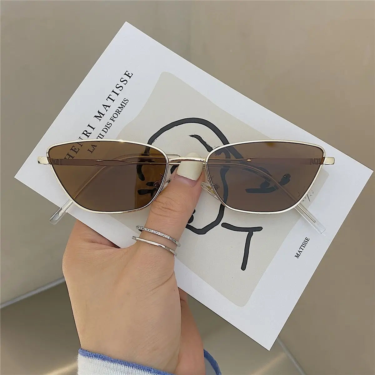 Sonnenbrille für Damen, klassisch, modisch, übergroß, antireflexig, Vintage, quadratisch, Metall-Sonnenbrille, Fahrbrille, UV400, О