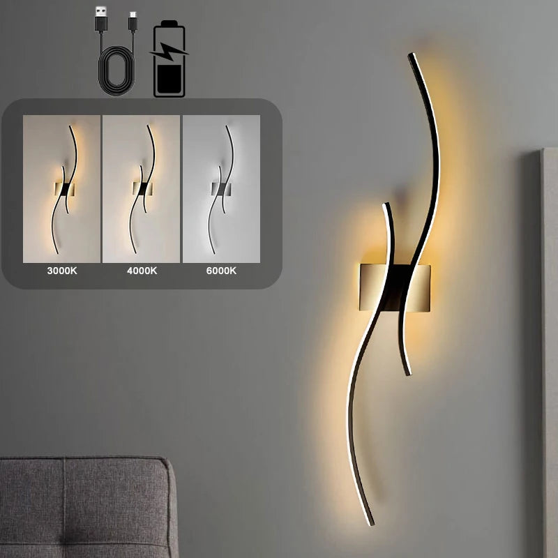 Wiederaufladbare, batteriebetriebene LED-Wandleuchte mit Fernbedienung, kabelloser USB-Touch-Schalter, dimmbare LED-Wandleuchten, Wandlampen