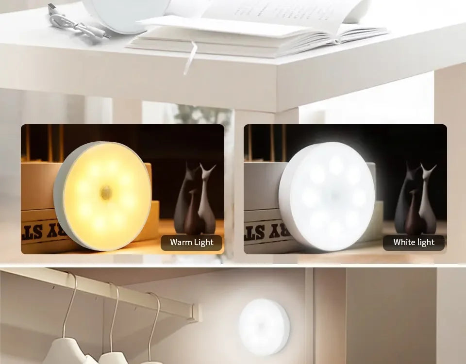 LED-Unterschrankleuchten mit Bewegungsmelder, Nachtlicht, wiederaufladbar, kabellose USB-Lampe für Treppen, Schrank, Küche, Schlafzimmer, Flur