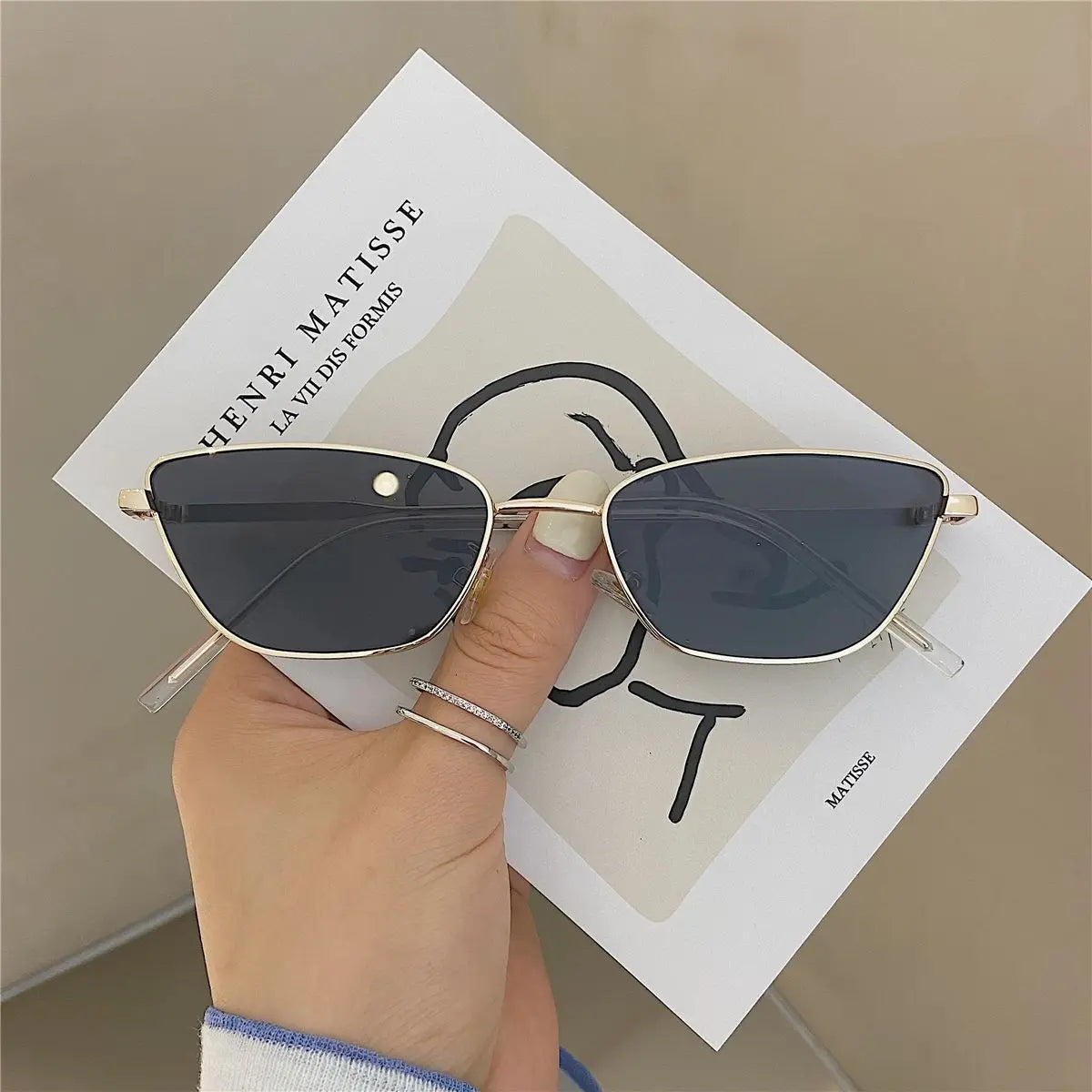 Sonnenbrille für Damen, klassisch, modisch, übergroß, antireflexig, Vintage, quadratisch, Metall-Sonnenbrille, Fahrbrille, UV400, О