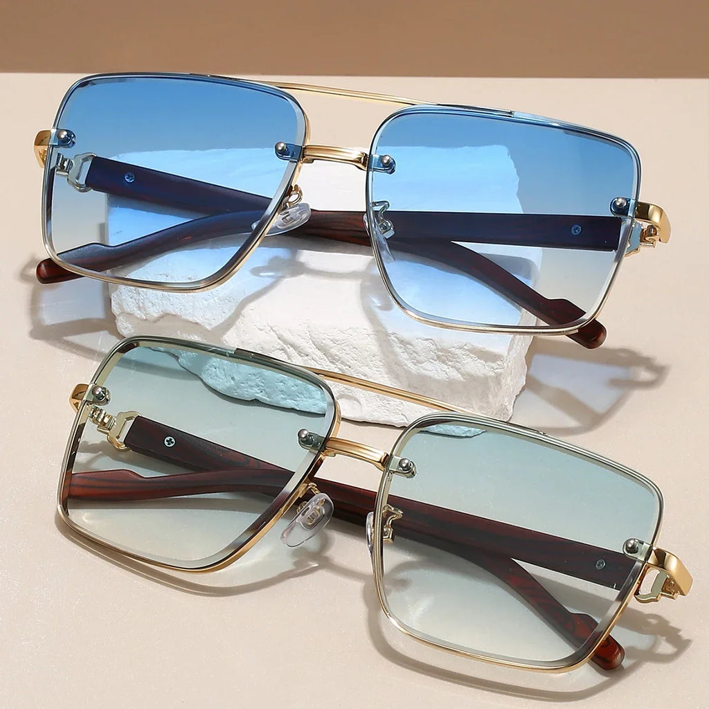 KAMMPT Mode Retro Quadratische Metall Shades frauen Original Marke Design Fahren Sonnenbrille Neue Doppel Brücke Pilot Sonnenbrille