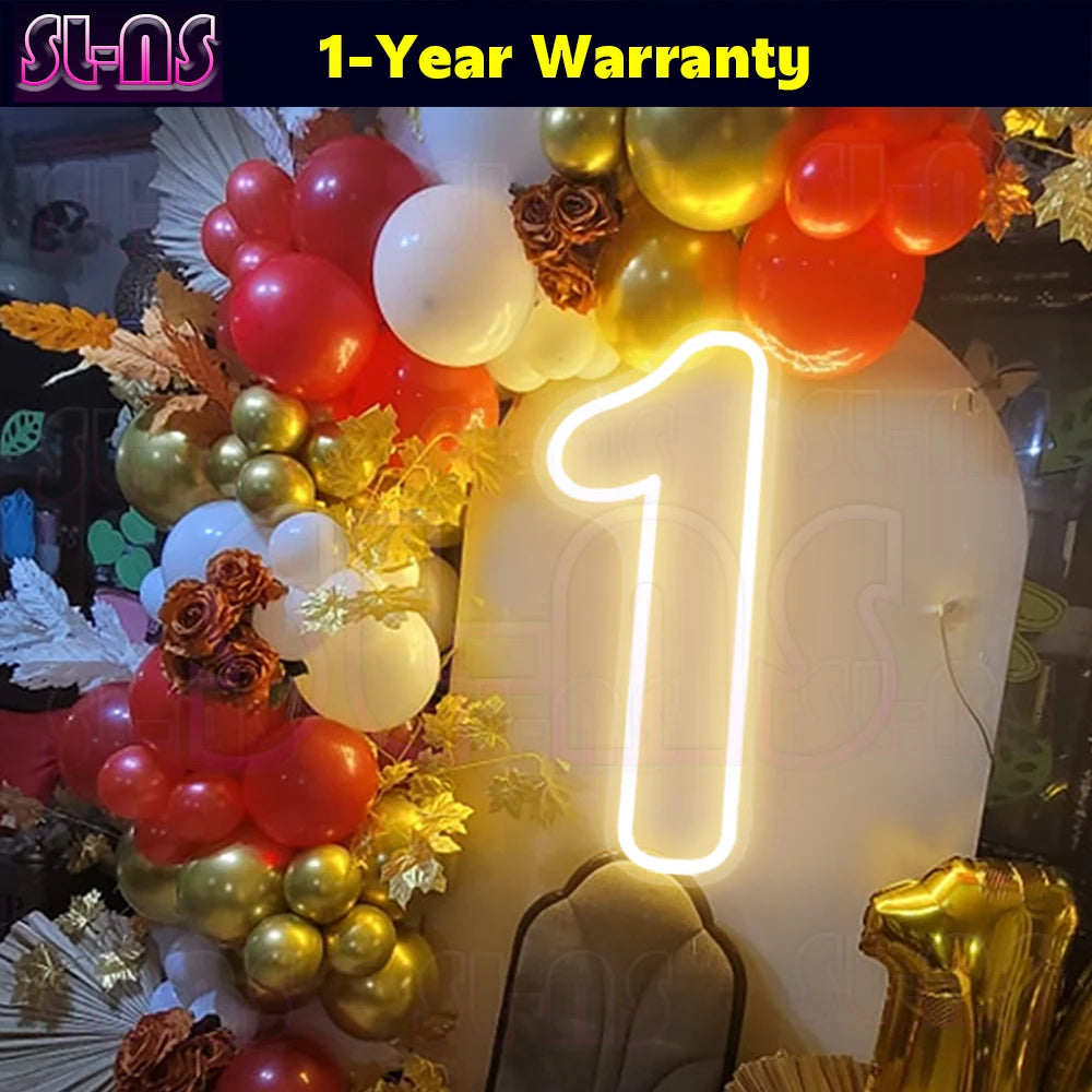 LED-Leuchtreklame mit warmen Farbzahlen, Geburtstags-Acryl-Lichter von 0 bis 9, mit Schalter für Hochzeit, Party, Business, Schönheitssalon, Wanddekoration