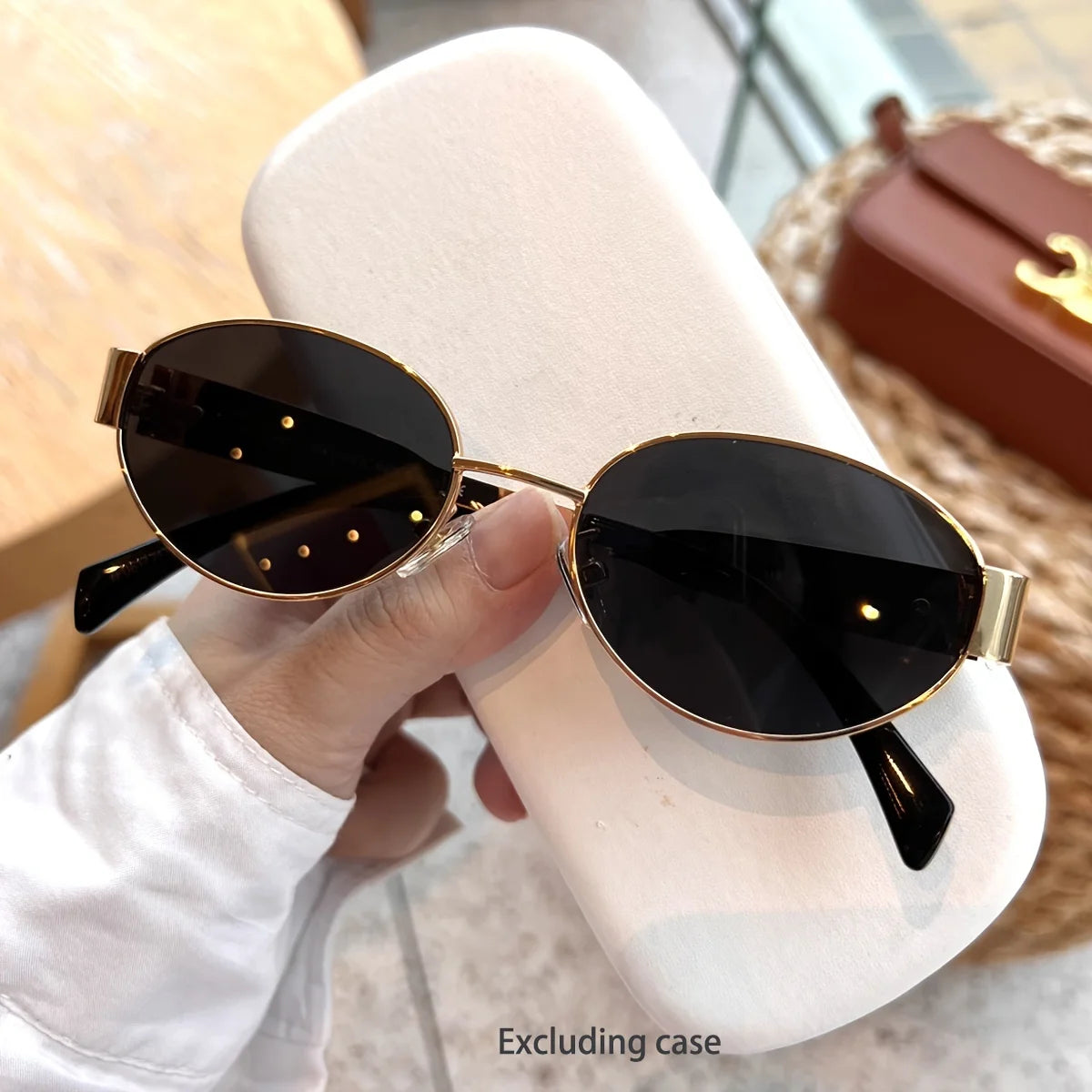 Ovale Sonnenbrille für Damen und Herren, trendige Sonnenbrille mit Metallrahmen, klassische Farbtöne