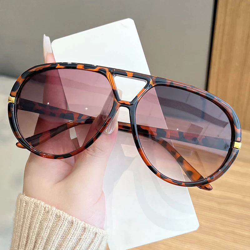 Wandern 2 stücke Übergroßen Pilot Oval Rahmen Anti Licht Gläser Frauen Punk Stil Vintage Doppel Strahl Shades Für Dame Outdoor brillen