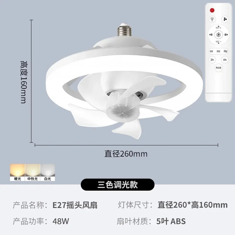 Neueste 360 ° bewegliche Kopf Decken ventilatoren Licht e27 LED-Fernbedienung RGB dreistufige Wind geschwindigkeit Wohnzimmer Esszimmer Schlafzimmer heiß
