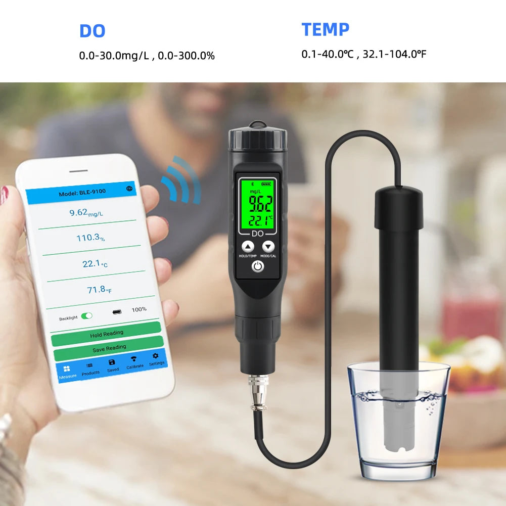 Bluetooth Digital Messgerät für gelösten Sauerstoff Profession eller Analysator für gelösten Sauerstoff Sauerstoff konzentration tester 0,0-40,0 mg/l