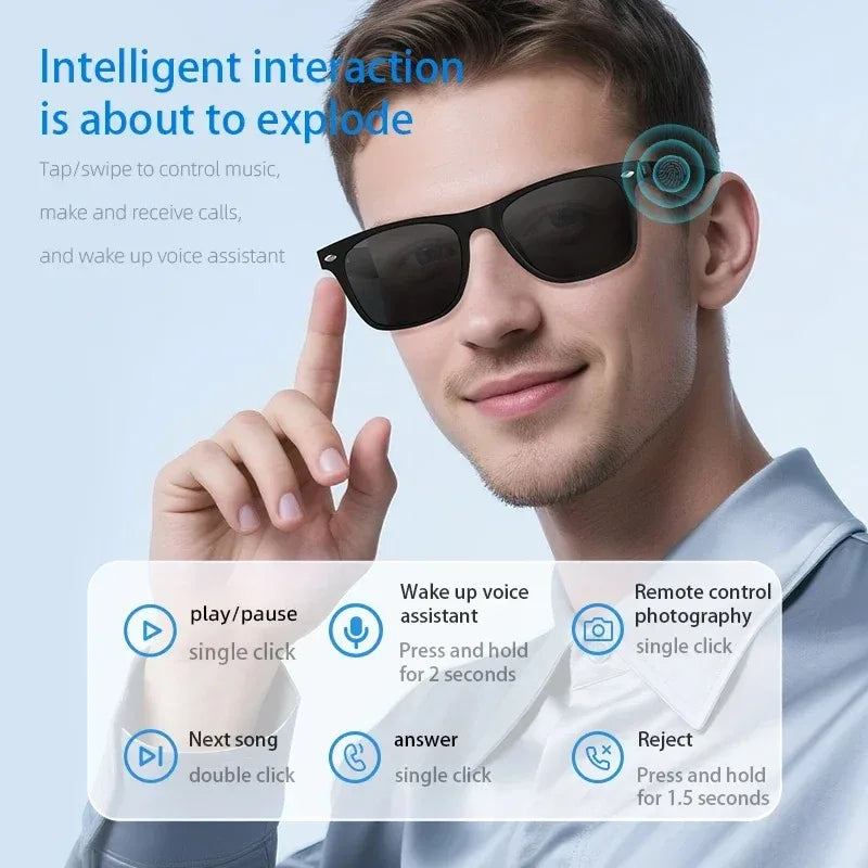 Intelligente Brille, Bluetooth-Anruf, Outdoor-Sport-Kopfhörer, KI-Sprachnavigation, photochrome Linse, wasserdichte Anti-UV-Smart-Sonnenbrille