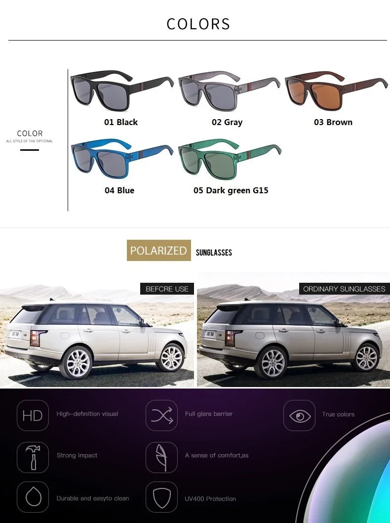 Klassischen Quadratischen Vintage Sonnenbrille Männer Polarisierte Gläser Frauen Retro Fahren Sonnenbrille Mann Luxus Angeln Brillen Oculos Gafas