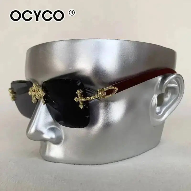 2026 Neue Steampunk Randlose Quadratische Sonnenbrille für Herren Luxusmarke Vintage Schneidgläser Sonnenbrille Trendige Schattierungen Eyewear UV400