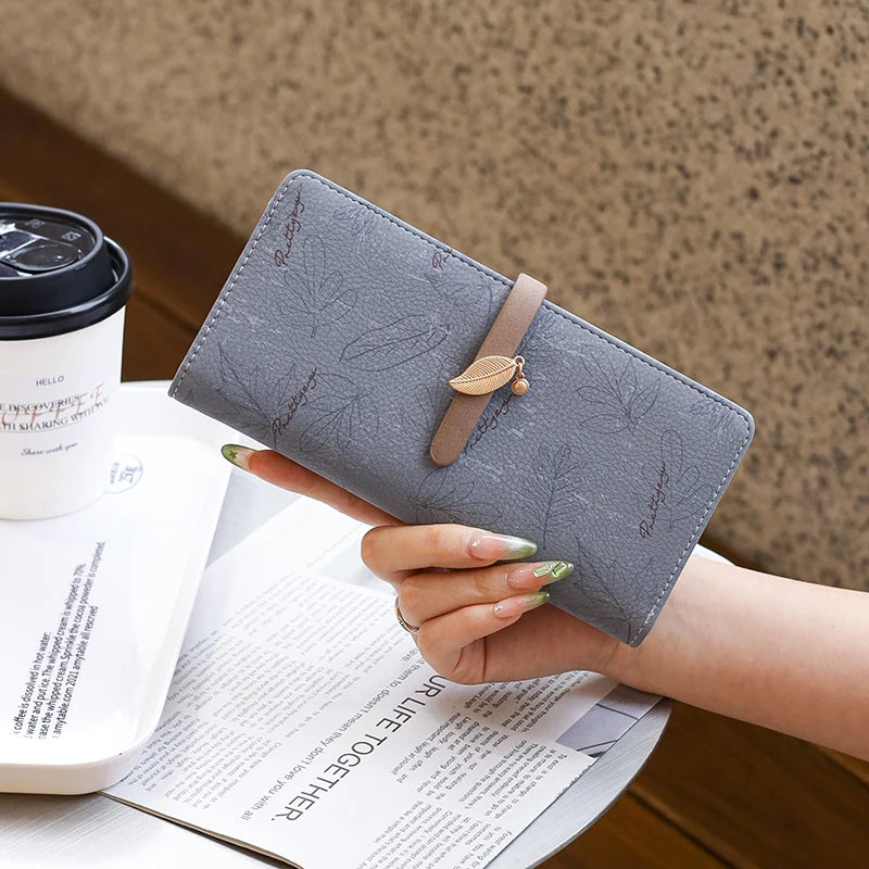 Geldbörse – langer Stil, koreanische Ausgabe, PU-Leder, bedruckt, mit Reißverschluss, gefaltet, mit mehreren Deckkraft, modisch, vielseitig, bedruckter Reißverschluss