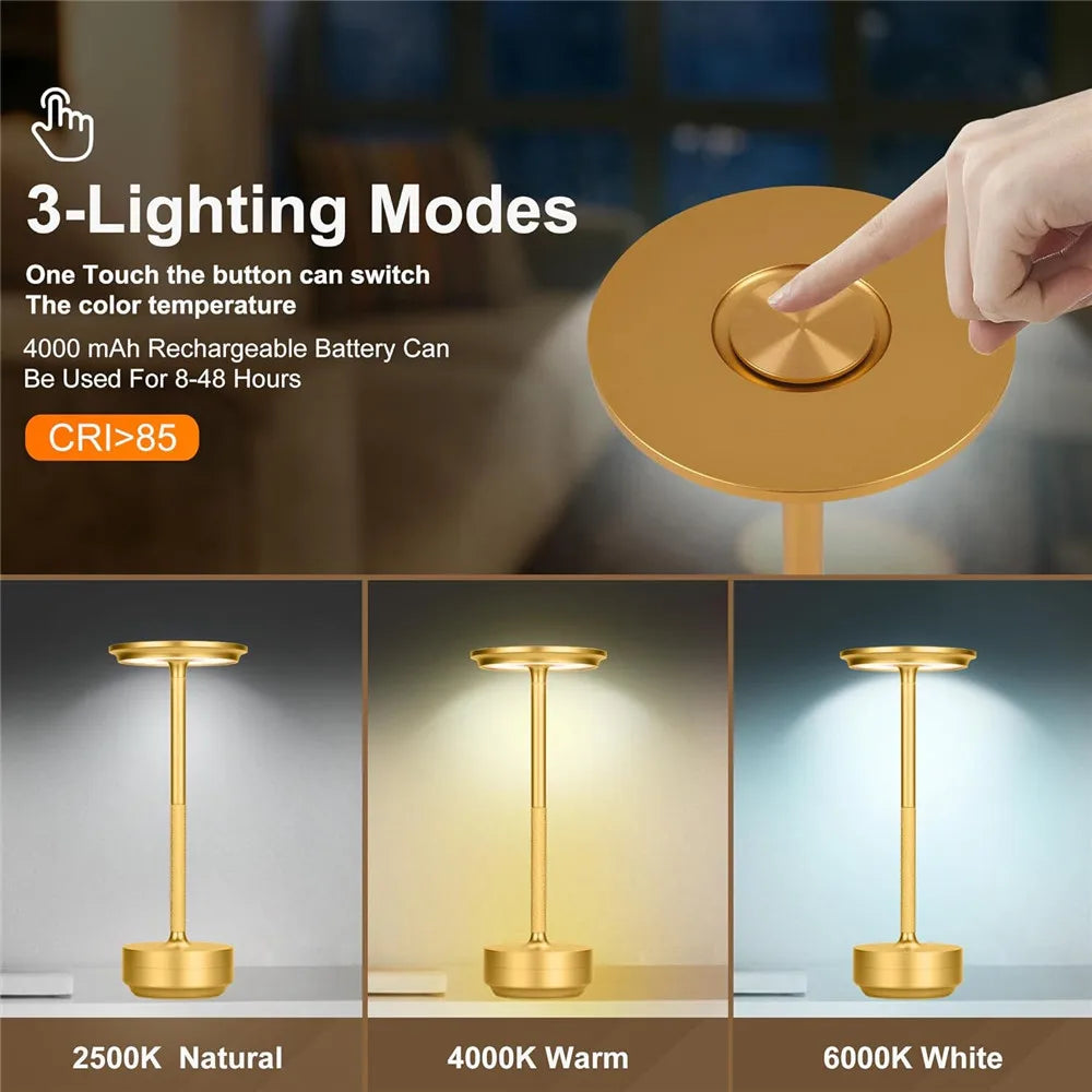 LED Aluminium Legierung Wasserdichte Wiederaufladbare Schreibtisch Lampe Touch Dimmen Metall Tisch Lampen Für Bar Wohnzimmer Lesen Camping Lichter