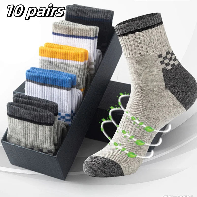 5Pairs Atmungsaktive Baumwolle Sport Strümpfe Männer Bambus Faser Herbst und Winter Männer Socken Schweiß Absorption Deodorant Business Sox