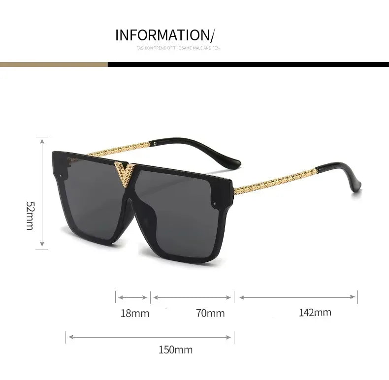 Sonnenbrille mit Buchstabe V für Damen und Herren, quadratischer Rahmen, zum Fahren, beliebter UV-Schutz, schwarze Sonnenbrille, Markendesign, berühmte Brillen 2025,