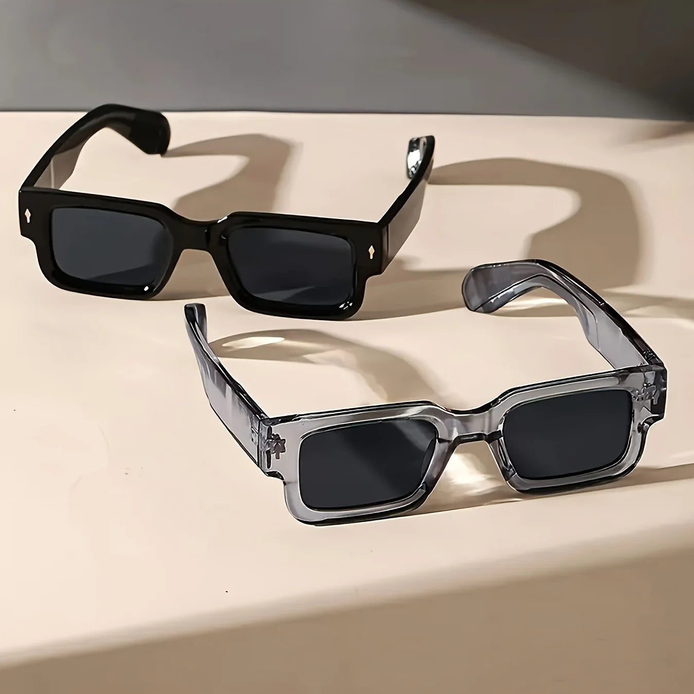 1PC Unisex Retro Quadratische Sonnenbrille Klassischer UV-Schutz Kunststoffrahmen für Outdoor-Reisen Fahren