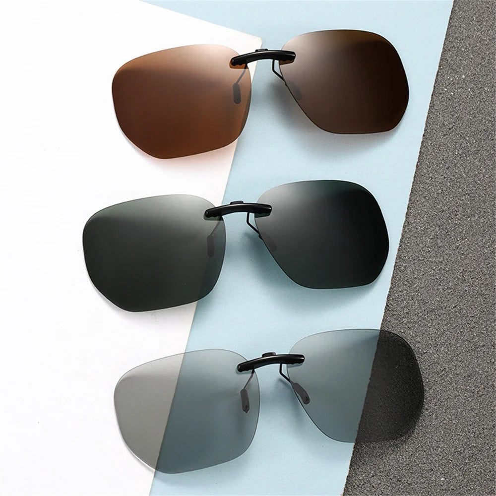 Quadratischer Clip auf Sonnenbrille Frauen polarisierte schwarze Linse uv400 Nachtsicht fahren Männer Brille Clips Anti Blendung Vintage Brille
