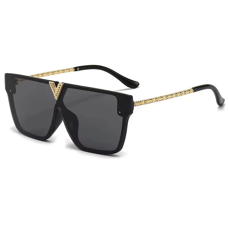 Sonnenbrille mit Buchstabe V für Damen und Herren, quadratischer Rahmen, zum Fahren, beliebter UV-Schutz, schwarze Sonnenbrille, Markendesign, berühmte Brillen 2025,