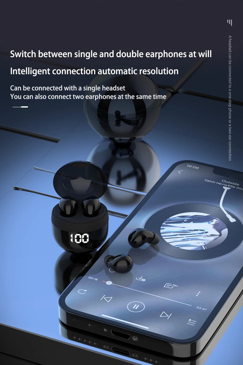 Mini Unsichtbare Kopfhörer Bluetooth 5,3 Kopfhörer Drahtlose Headsets HiFi Stereo Noise Reduction Ohrhörer für Xiaomi iPhone
