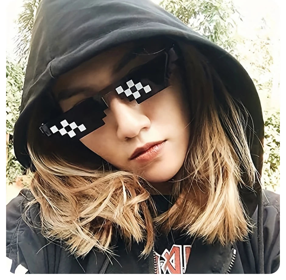 2 Stück Mosaik Sonnenbrille coole Party Vintage-Sonnenbrillen für Männer pixel ige Sonnenbrille lustige Frauen Brille