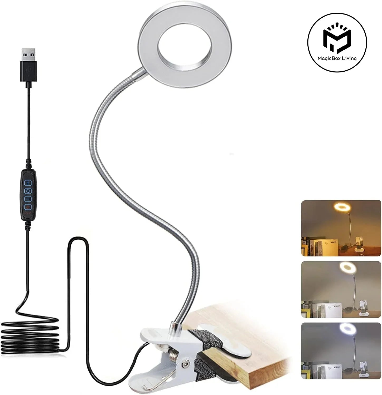 48 LEDs Clip-on-Schreibtischlampe 360 ° Flexible Schwanenhals-Lesetischleuchte, augenschonende USB-Klemme, Bücher, Nachtlicht, Arbeitszimmer, Leselicht