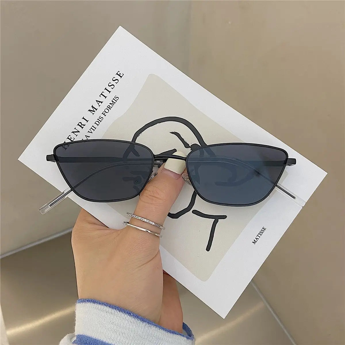 Sonnenbrille für Damen, klassisch, modisch, übergroß, antireflexig, Vintage, quadratisch, Metall-Sonnenbrille, Fahrbrille, UV400, О