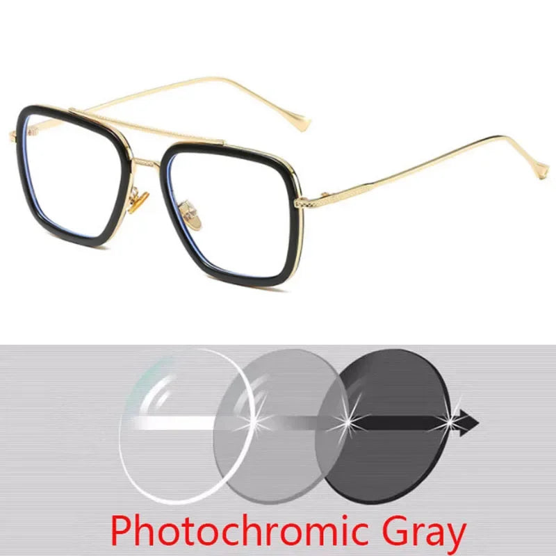 Sph-0,5-0,75-1,0 bis-6 Mode Metall Stil für Frauen Sonnenbrillen Männer quadratische Marke Design Sonnenbrille
