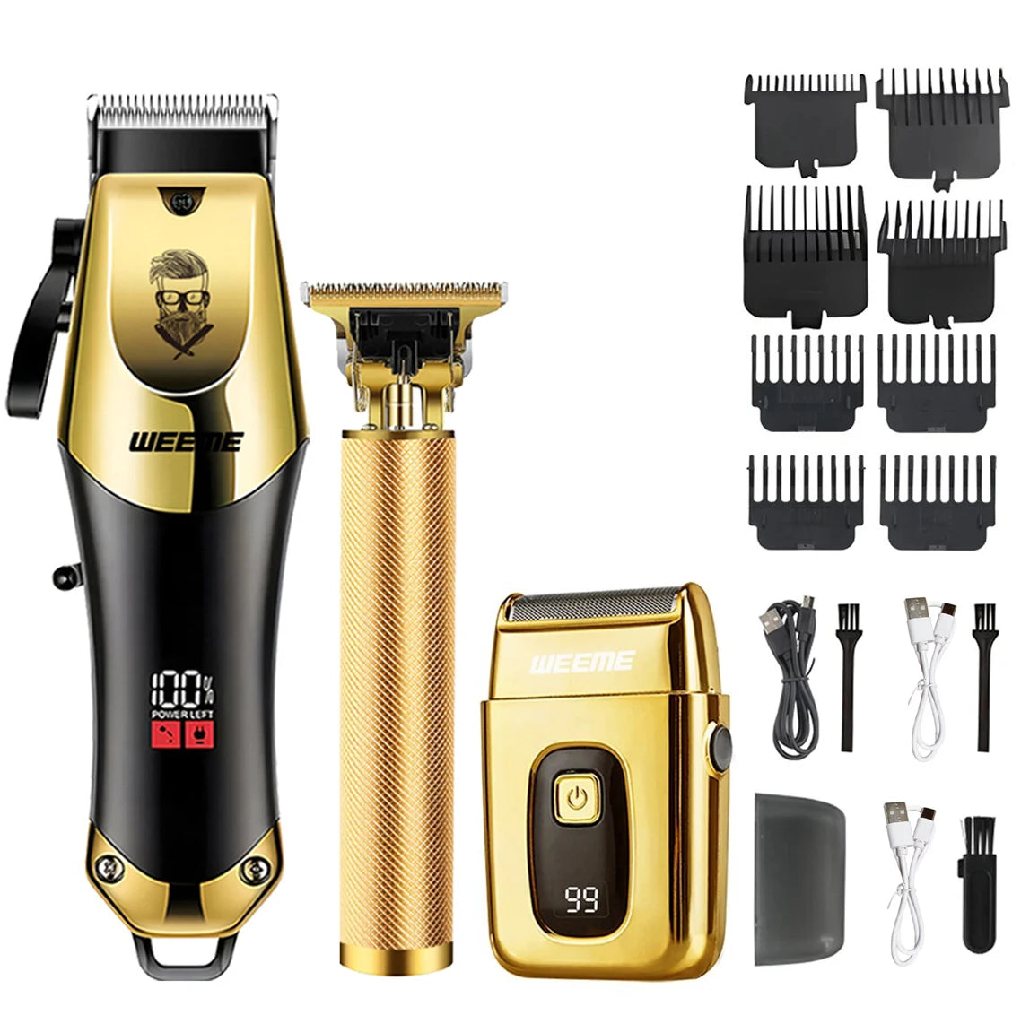T9 Vintage Herren elektrische Haarschneidemaschine Bartschneider/wiederaufladbare Haarschneidemaschine mit Nasenhaarschneider Kit Freund Geschenk