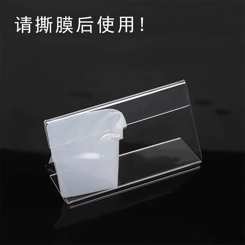 CLear Preisschild, Clip-Schild, Kartenhalter, 10 Stück, L-Form, Mini-Etikett, Schreibtischstop-Ständer, Racks, Acryl-Karten-Display, HoLder, 4 x 2, 7 x 4 cm