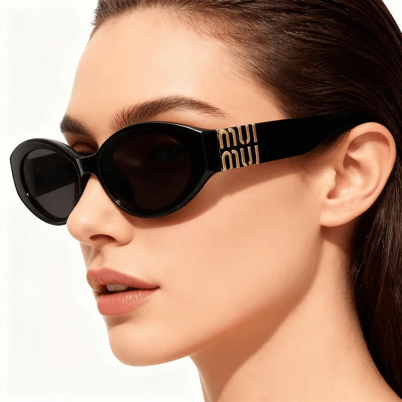 Luxuriöse Glamour-Sonnenbrille für Damen und Herren, oval, minimalistisch, Modemarke, Sonnenbrille, Unisex, stilvolle Farbtöne, UV400